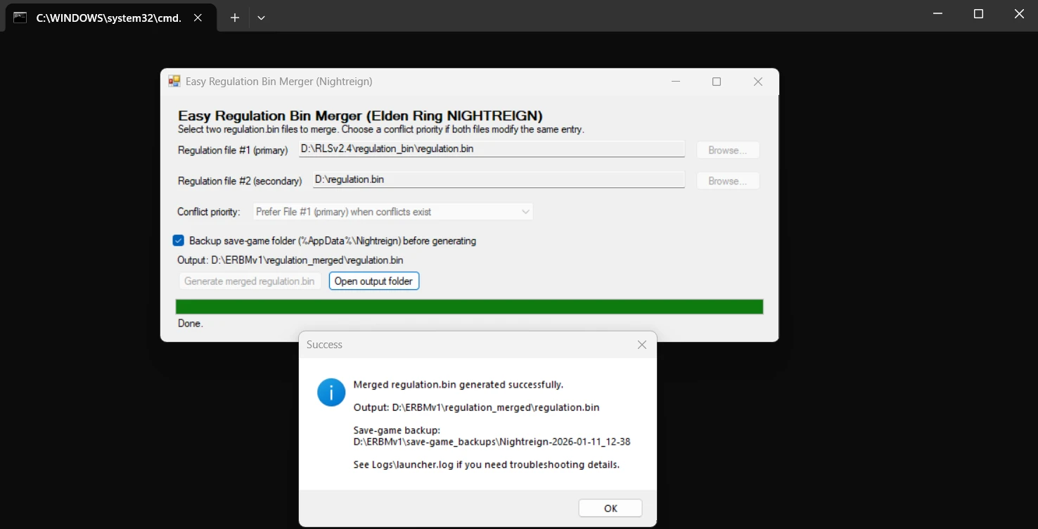 Screenshot: ERBM - Easy regulation bin Merger
